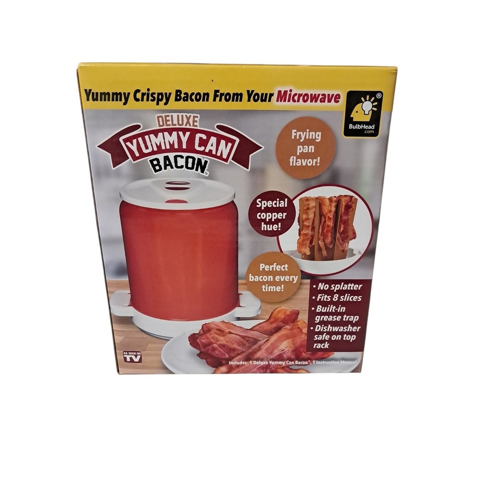 NEW SEALED Yummy Can Bacon Deluxe Microwave  AS-SEEN-ON-TV Makes Crispy